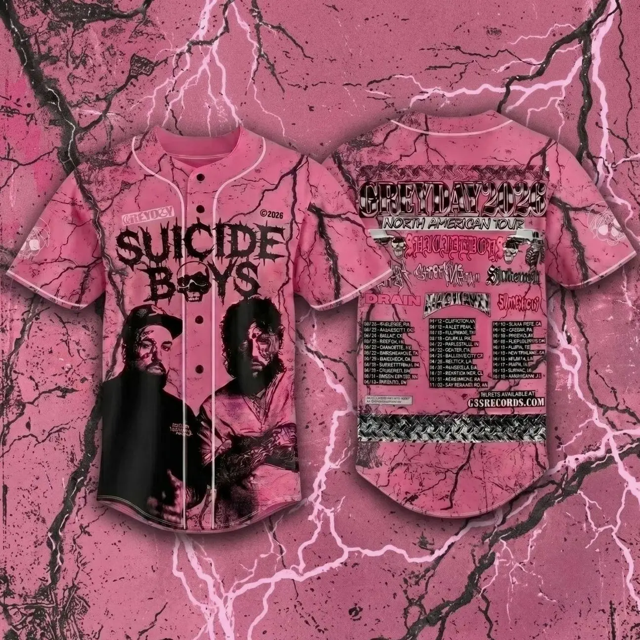 Greyday G59 Baseball Jersey, Greyday Tour 2026 Jersey Shirt, Suicideboy Merch Shirt, Tour 2026 Shirt For Fan 3Z6 014