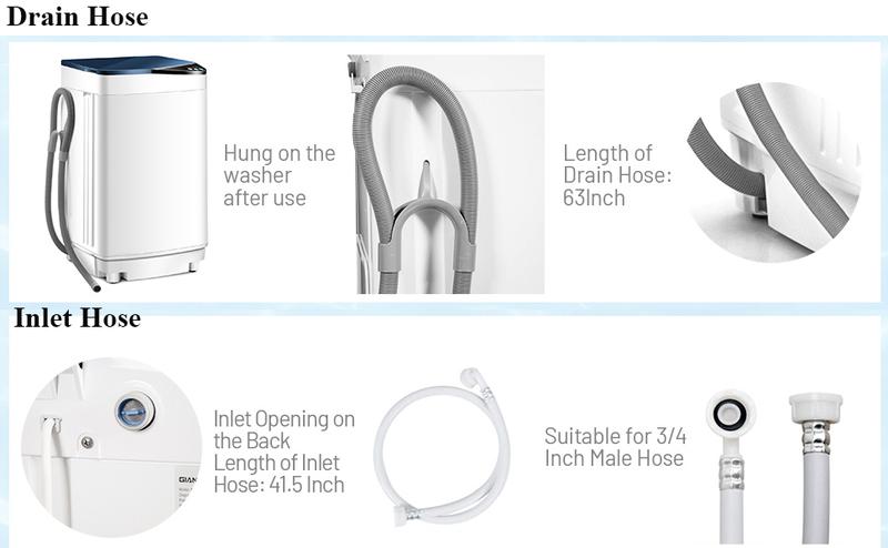 [Costway] Full-Automatic Washing Machine Portable Washer and Spin Dryer 8lbs Capacity Compact Laundry Washer with Built-in Barrel Light Drain Pump and Long Hose for Apartments Camping-springtok