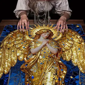 Golden Angel Tarot Tablecloth, Card Mat, Furniture Protector, Coffee Table Cover, Party Decor, Home Decoration, Ritual Supplies