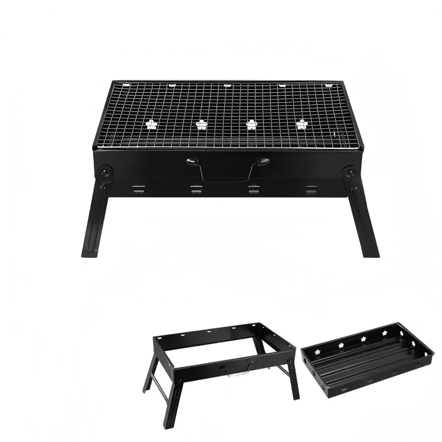 Ultra-Lightweight Folding Charcoal Grill, Portable Stainless Steel BBQ Roaster with Carry Handle for Camping, Backyard Tailgating & Small Space Outdoor Cooking for 4-6 People