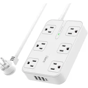 6-Outlet Power Strip with USB C -  Surge Protector, 4 USB Ports, 1050J, 6FT Flat Plug Extension Cord, Wall Mountable, ETL Listed - Desktop  Station for , Office, Dorm Essentials