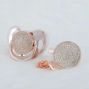 Luxury Rose Gold Crystal Pacifier with Clip,Custom Dummy,Bling Baby Gift,Personalized Baby Binky,For Baby Showers, Photoshoots & Special Occasions