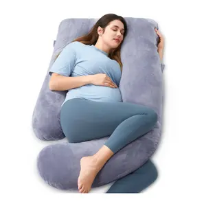 Momcozy Pregnancy Pillow U-Shaped Full Body Support, Removable Cover, Back Leg Abdomen Hip Relief, 57 Inch, Pregnant