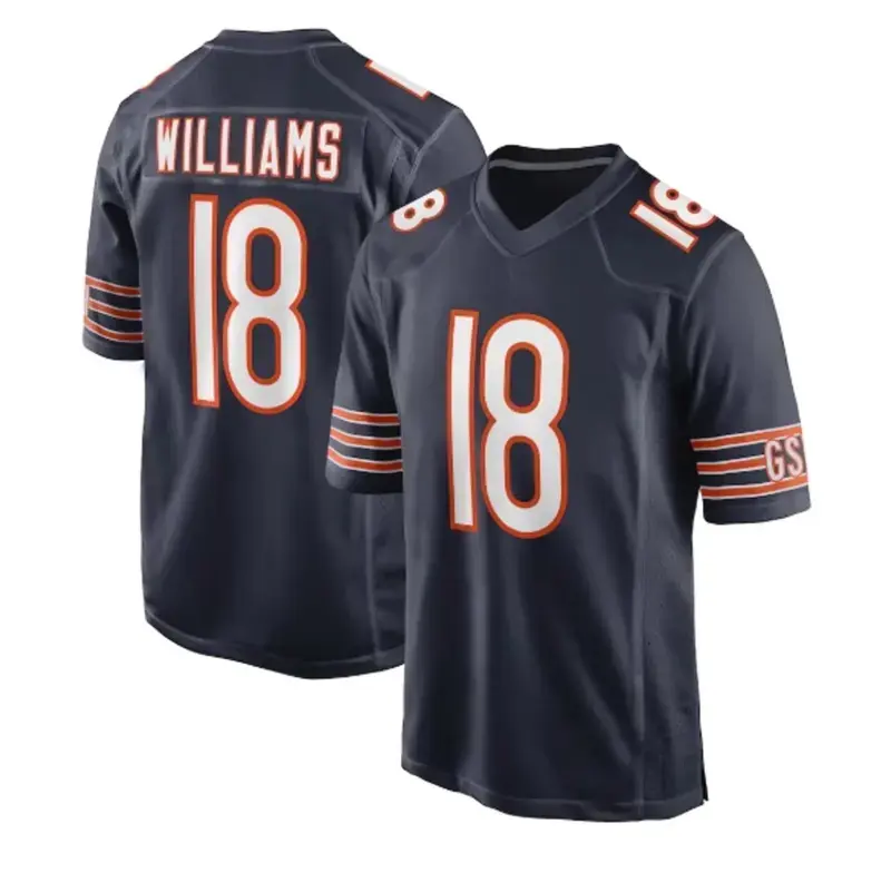 Full Logo Caleb #18 White Football Game Jersey Shirt, New America Football Jersey, Sport Clothing, Football Uniform, Jersey For Football