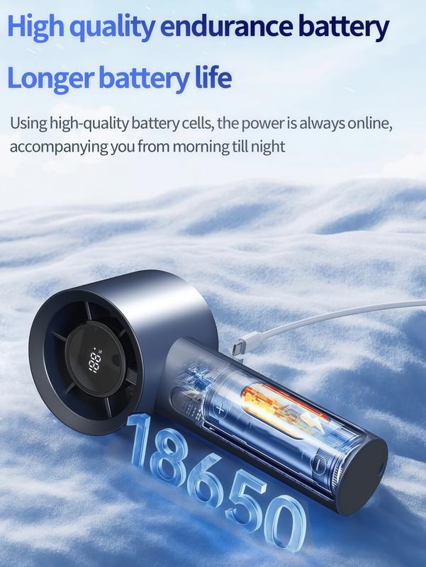 LMMAKE Handheld Portable Fan with 100 Gear Turbo Wind 2000mAh Rechargeable Battery LED Display USB Charging High Speed Travel Gift