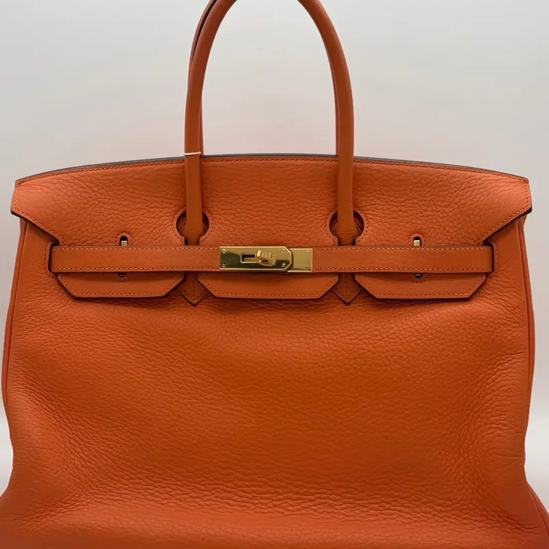 Pre-owned HERMÈS leather Tote Bags HERMES Togo BIRKIN 35 Orange