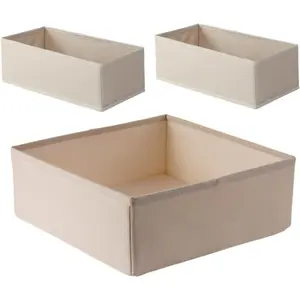 3pcs Cloth Underwear Organizer Box Drawer Inserts for Socks Bras and Underwear Storage Capacity Desktop Sorter for Neat Wardrobe and Home Use Beige
