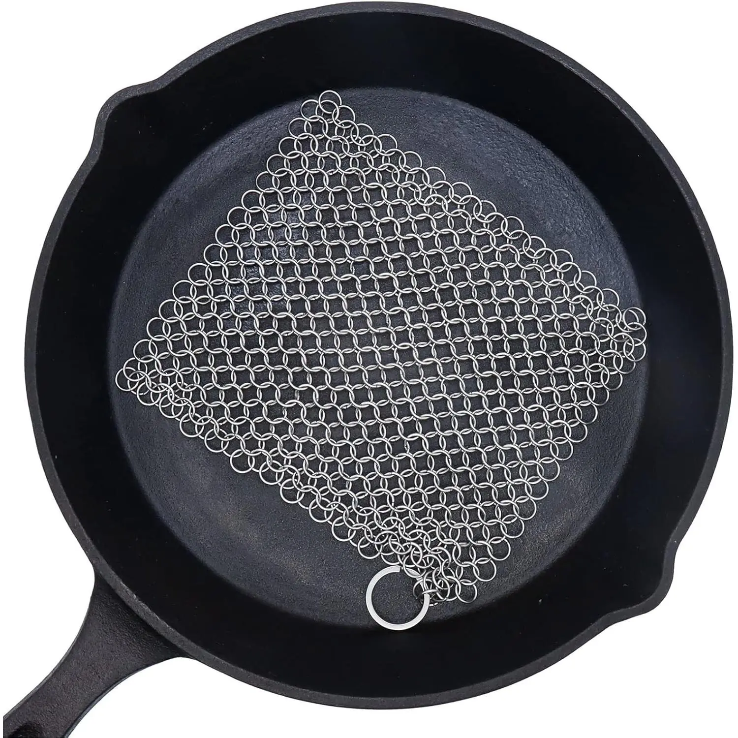 6-Inch Durable Stainless Steel Chainmail Kitchen Cleaning Tool for Cast Iron Pans, Skillets, Dutch Ovens