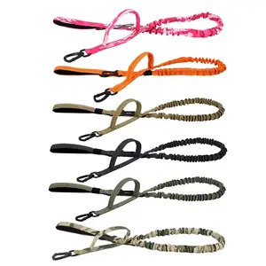 Military Tactical Dog Leash Adjustable Quick Release Elastic Leads Rope With 2 Control Handle For Medium And Small Dogs Pet Supplies Harness Straps