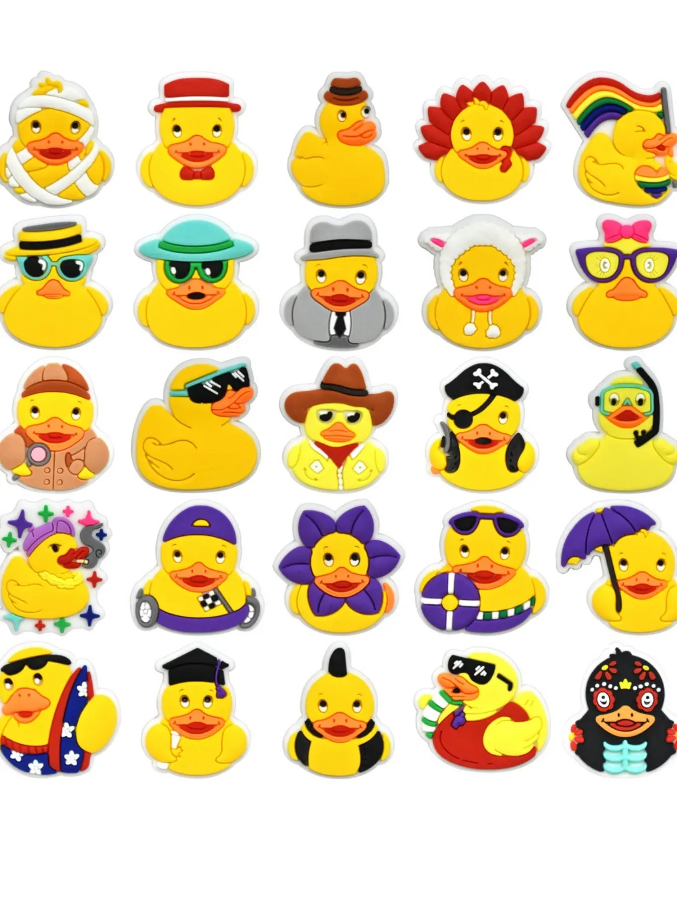 25pcs PVC Duck Shoe Charms, Animal Theme Shoes Decoration Set, Cute Shoe Charms, Multi-Purpose Decorative Shoe Accessories for Beach Bags and Shoes, Birthday Christmas Halloween Gifts
