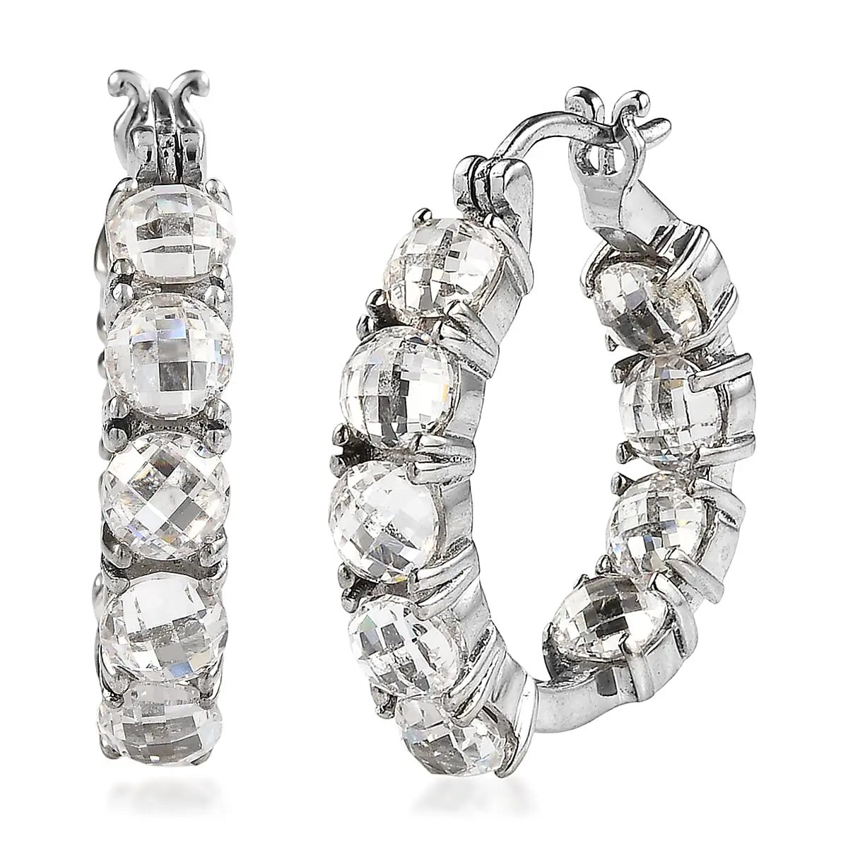 EverTrue Simulated Diamond Earrings in Stainless Steel 19.80 ctw