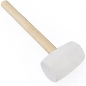 Mallet - 8 oz Anti-Slip Wooden Handle Soft Face White Head Mallet for DIY Tile Setting Laminate Flooring Installs & More with Reduced Shock & Rubberized Ergonomic Grip