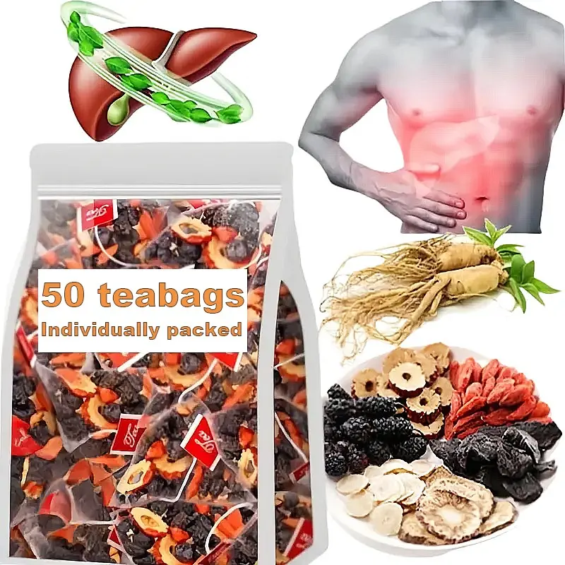 Ginseng Five Treasure Tea - Kidney Tea Formula Red Date Wolfberry Chinese Herbal Tea 60 Bags Te de Riñón Saludable Orgánica for Men Women Beverage