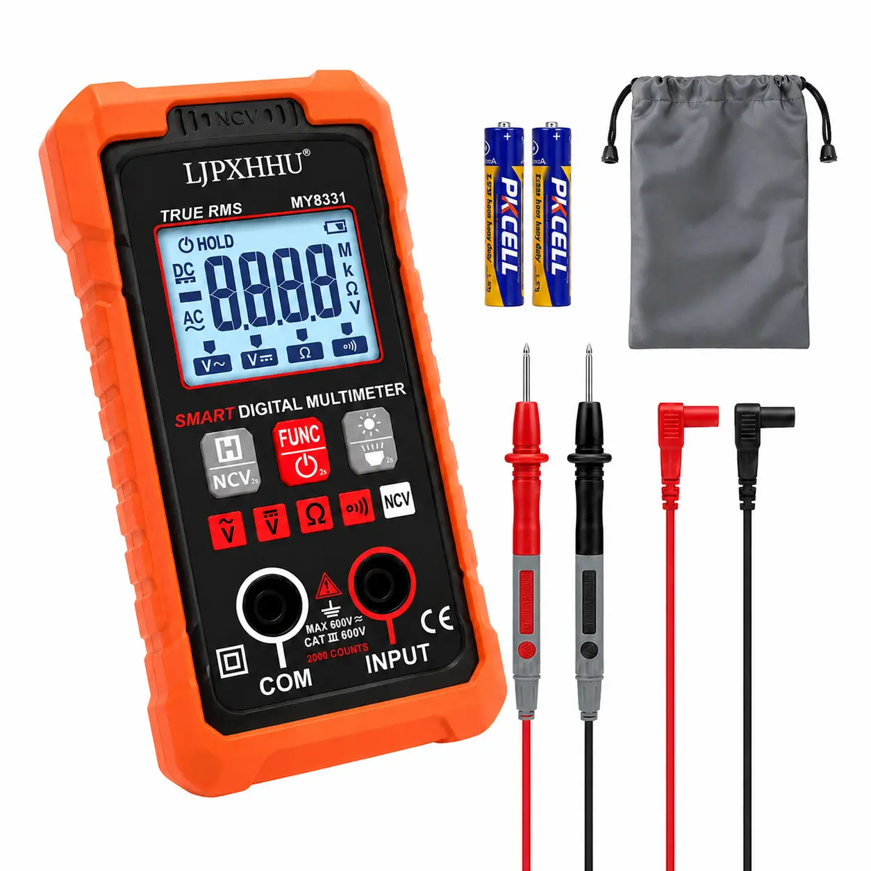 TRMS 4000-Count Auto-Range Digital Multimeter, Smart Electrical Tester with NCV, AC/DC Voltage, Ohm Resistance, Continuity Tests, Large LED Backlight & Test Leads for Car Battery Checking