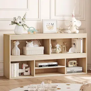 Kids Bookshelf with Drawer and 5-Cube Storage Organizer, White Wooden Toy Storage Bookcase for Playroom Classroom Nursery, Oak