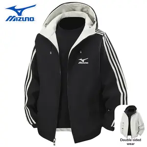 Mizuno Double-Sided Hooded Jacket - Reversible Zip-Up Windbreaker for Streetwear, Casual Outings & Motorsport Events