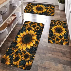 1/2/3 set of  kitchen mat, spring sunflower mat, kitchen cushion mat, hallway running mat, suitable for bedroom, living room, dining room, kitchen, bathroom entrance mat