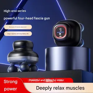 Four-head fascia gun, home use, full-body muscle relaxation massager, mini electric massager, high-frequency vibration massage gun, portable for home and travel.