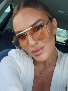 Large Aviator Frames Metal Sunglasses for Women, New Dual-Bridge Fashion Eyewear, High-Quality Frame, Unisex Casual Daily Wear, Durable Trendy Accessory