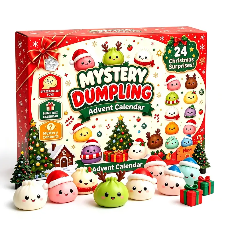 24 Days Advent Calendar Christmas Countdown Gift Set - Mystery Cute Squishy Blind Box Stress Relief Toys Holiday Gift for Boys Girls