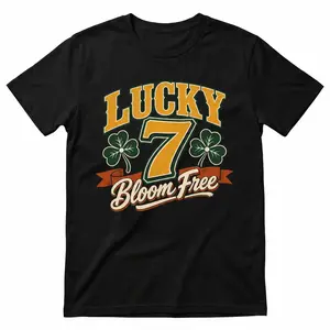 Yodutry Men's Lucky 7 Graphic Cotton T-Shirt, Black Casual Tee, Lucky Number Gift for Everyday Style