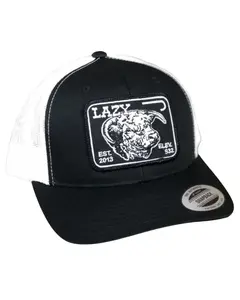 Lazy J Ranch Wear Men's And White Elevation Cowhead Logo Patch Mesh-Back Ball - Blkwhit3elev