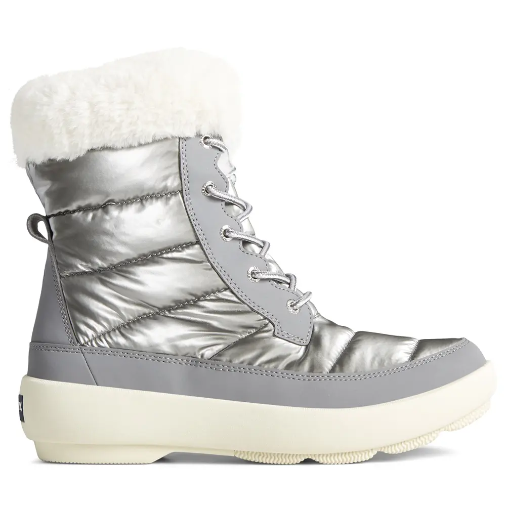 Sperry Womens Bearing Plushwave Snow Casual Boots Ankle - Silver