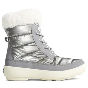 Sperry Womens Bearing Plushwave Snow Casual Boots Ankle - Silver