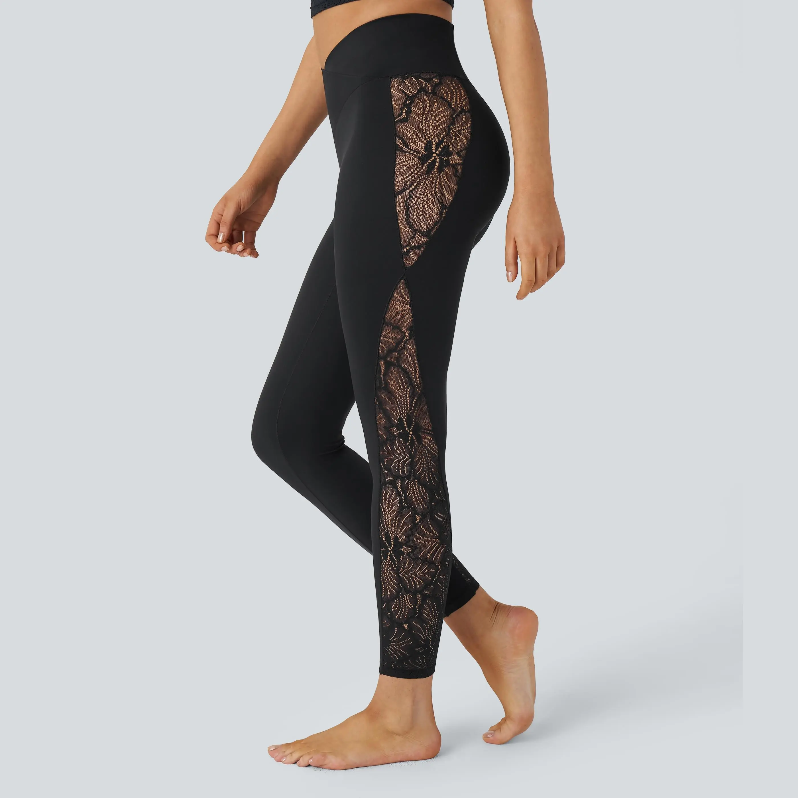 Halara SoftlyZero™ High Waisted Crossover Contrast Lace Pocket Yoga Leggings-UPF50+ Halara SoftlyZero™ High Waisted Crossover Contrast Lace Pocket Yoga Leggings-UPF50+
