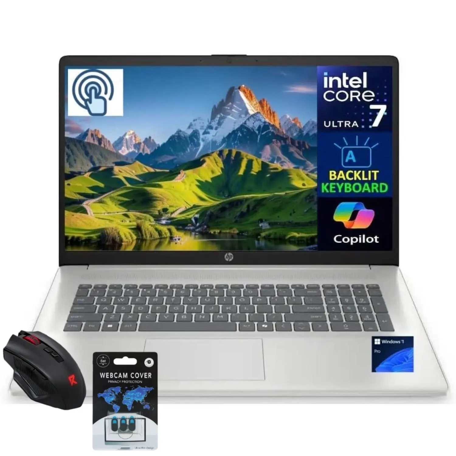 HP 2025 Laptop | 17-CN500 | 17.3" 1920 x 1080 IPS | Intel-12 Core Ultra 7 255U | Up to 64GB DDR5 | Up to 4TB SSD | Windows 11 Home| Wi-Fi 6 - Bluetooth 5.3 - Backlit Keyboard - 720p HD Camera - Natural Silver