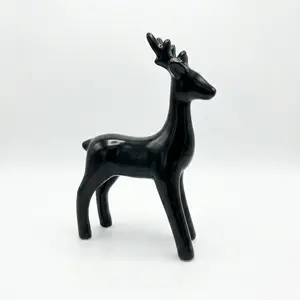 Minimalist All-Black Reindeer Figurine - Modern Nordic Christmas Decor & Holiday Ornament