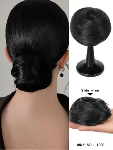 Elegant Women's Stretch Hair Bun Clip Wig, High-Temperature Synthetic Fiber, Synthetic Hairpiece, Suitable for All Hair Types, Safe Fit Design, Daily and Party Use, Synthetic Hair Hairpieces