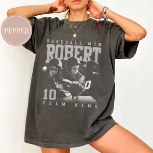 Comfort Colors Personalized Baseball Mom Shirt, Custom Photo Sport Player Shirt, Your Name Number Baseball Shirt, Gameday Mom Shirt Unique Mother's Day Birthday Gift for Mom