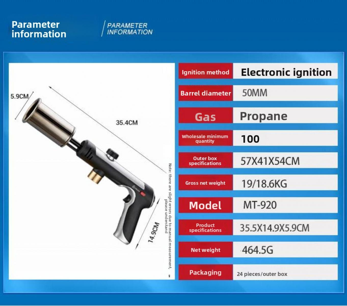 MT-920 Powerful Propane Cooking Torch, One-Button Ignition Adjustable High Flame, Heavy-Duty Searing Torch For Steak BBQ CE Certified Portable Culinary Blow Torch For Kitchen Camping Charcoal Starter, Viral Must-Have Kitchen Gadget For Chefs & Grill Maste