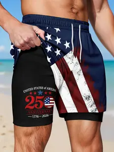 American Independence 250th Anniversary Shorts, Star-Spangled Retro Vintage Beach Shorts, Patriotic Quick-Dry Men's Shorts, 1776-2026 Theme