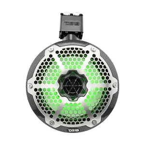 DS18 DS-CF-X8TPNEO HYDRO 8 Inch Neodymium Marine Towers with Built-in Passive Radiator 1 Inch Driver and Rgb LED Light 550 Watts Black Carbon Fiber DS18