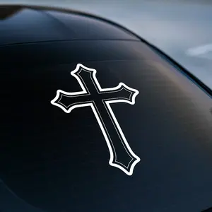 PVG Faith Cross Car Decal Sticker Large 11.45" H x 7.35" W Faith-Themed Car Window Decal for Expressing Beliefs