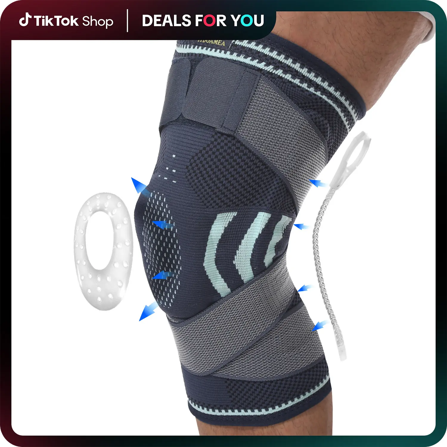 IYDoaMea 1pc Professional Plus Size Knee Brace with Adjustable Straps for Best Fit Compression Knee Sleeve Support with Patella Pad & Side Stabilizers for Knee Pain Running, Work Out, Gym, Arthritis, ACL, Joint Pain Relief, Injury Recovery Dealsforyoudays