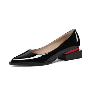 Fashionable Women's Pumps & Loafers with Low Chunky Heel, Sleek Pointed Toe Design - Elegant Dress Shoes for Women