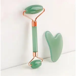 Stone Roller & Gua Sha Set - Manual Massage Kit for Home Use