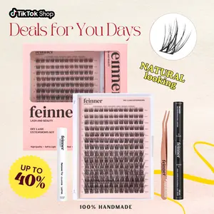 Feinner Classic Waterproof DIY Lash Extensions Kit with Bond Seal Remover for Natural Long Lasting Makeup at Home - Cosmetic