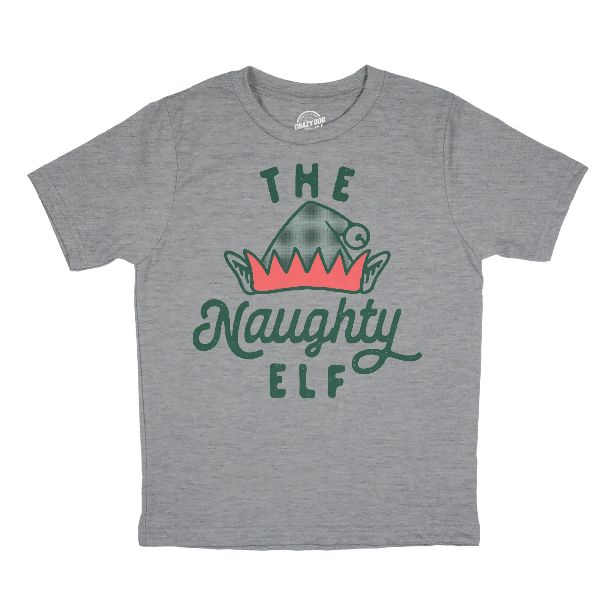 Youth The Naughty Elf T Shirt Funny Bad Behavior Xmas Elves Joke Tee for Kids Funny T Shirts Christmas Tops for Kid Funny Sarcastic Short Sleeve Novelty Tees for Kids Light Grey