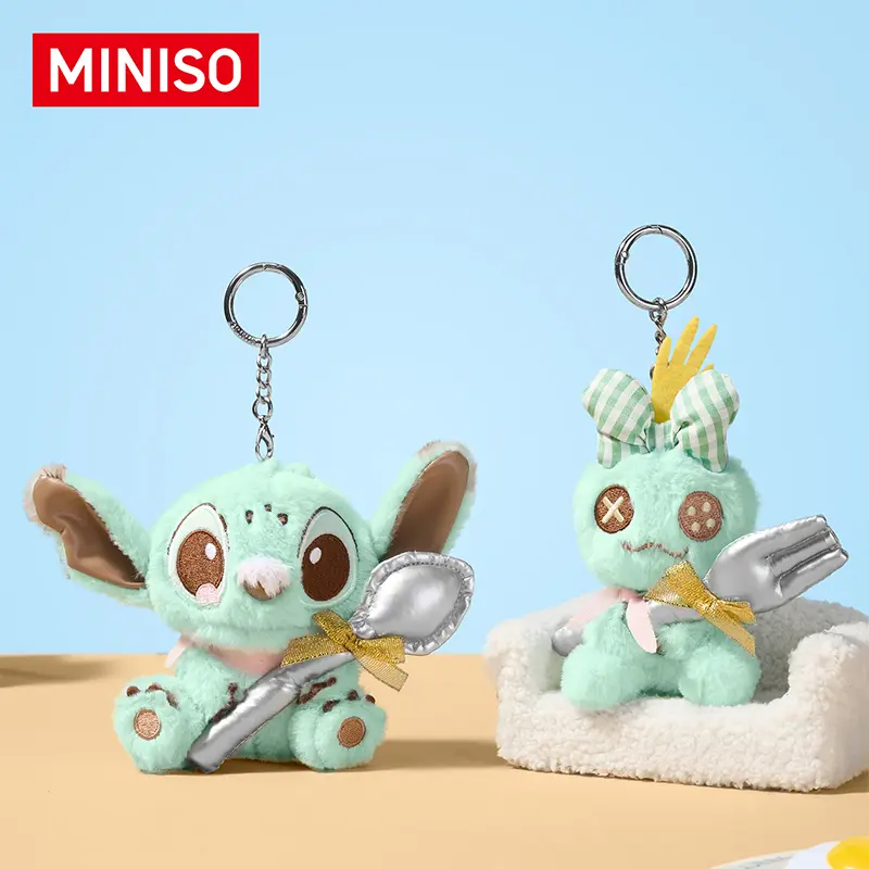 MINISO Stitch Mint Theme Soft Plush Unisex Key Accessories - Cute Charms Keychain, Keychain Bag Charm, Fresh Cool Mint Chocolate Color, Mini Lightweight for Summer Backpacks, Cartoon Gift for Stitch Fans, Back-to-School Gifts