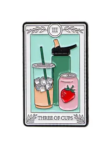 "There of cups” Tarot Enamel Brooch Pin, Illustrative Style Badge, Collar Decoration, Fashion Accessory Gift for Backpacks and Clothing