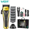 VGR 015 Professional Men's Hair Clipper Set - Rechargeable Cordless Barber Equipment with 9000 RPM Vector Motor, DLC Coating Blade, USB Port Cleansing, Charging Dock, 120 Minutes Runtime, Cells, Travel Case, Father’s Day/Birthdays Gift