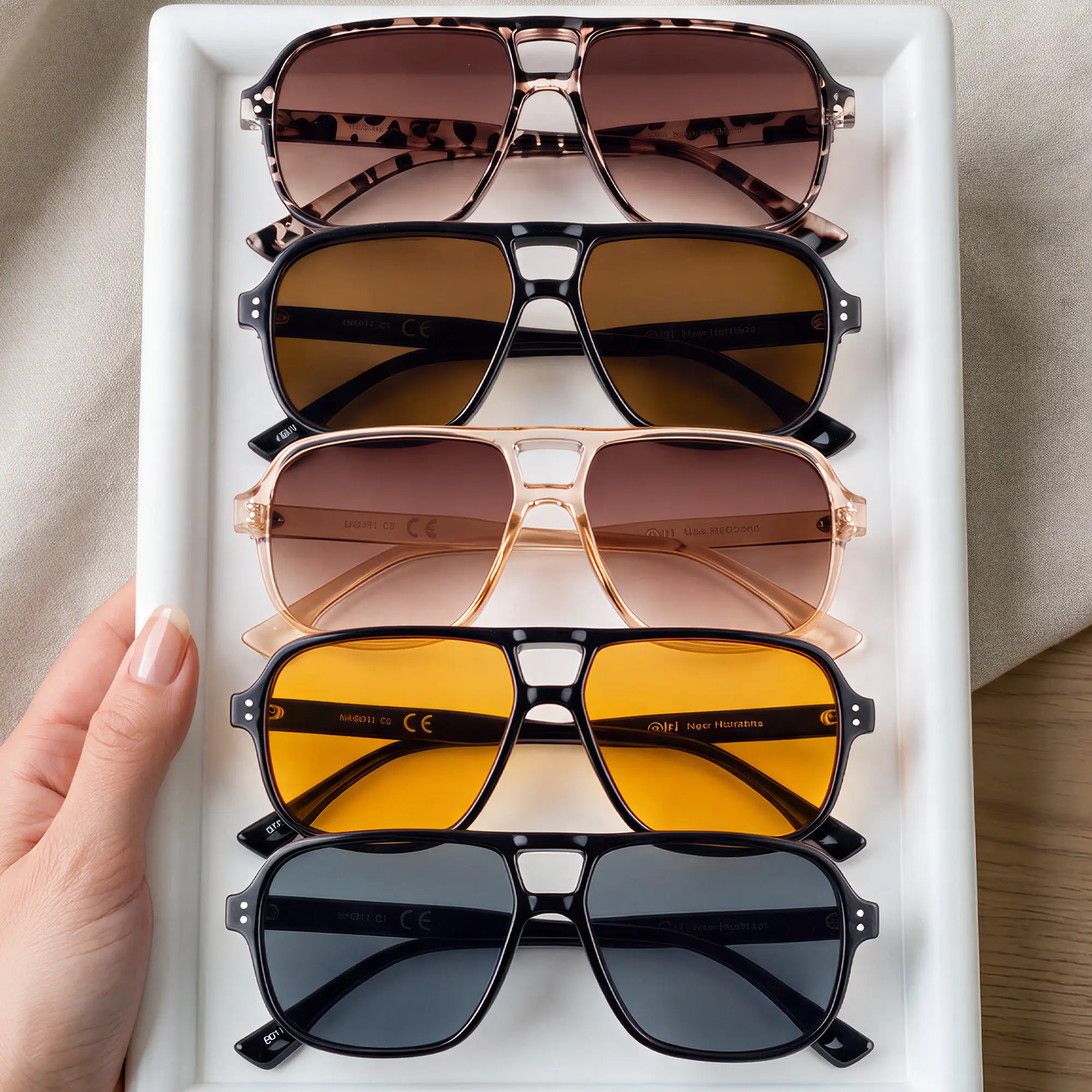 5-Pack unisex Unisex Double Bridge Aviator Sunglasses,Best For Strong Direct Sunlight,UV Protection For Outdoor Cycling Driving,Sun Protective Sunglasses,Double-Bridge Glasses For Women,Retro Trendy Oval Polarized Sunglasses
