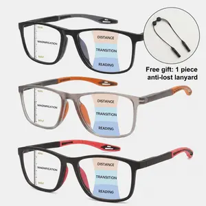 3 Pack HD Progressive Multifocal Reading Glasses for Men Women, Blue Light Blocking Computer Readers, Lightweight Oversized Spring Hinge Frames, Mix Color