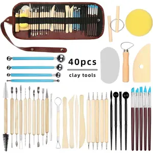 40 count Clay Sculpting Tools Set  for Polymer Air Dry Modeling Clay Beginners & Professionals Ideal for DIY Pottery & Ceramics Tools for Clay Sculpey Sculpting & Crafting
