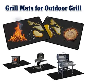 60 x 40 Inch Under Grill Mats for Outdoor Grill, Double-Sided Fireproof Grill Protector Pad, Waterproof, Oil-Proof, Indoor Fireplace/Fire Pit Mat, Easy-Clean BBQ/Grill Floor Mat for Deck & Lawn