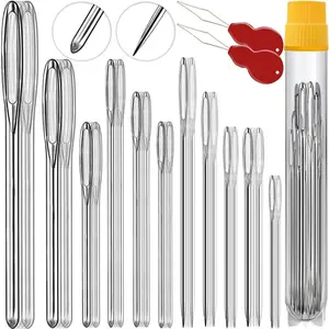 36 Pcs Big Blunt Big Eye Sewing Needles 12 Sizes for Handmade Sewing Knitting Yarn Embroidery Quilting with 4 Threaders